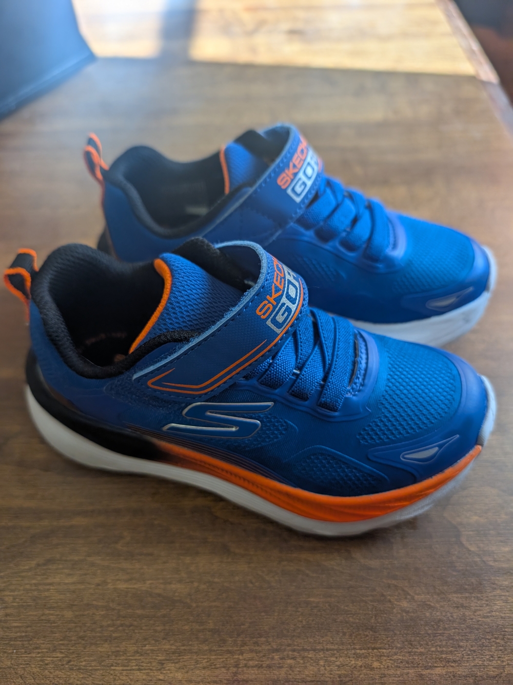 Skechers Kids Blue and Orange Hook-and-Loop Athletic Sneakers